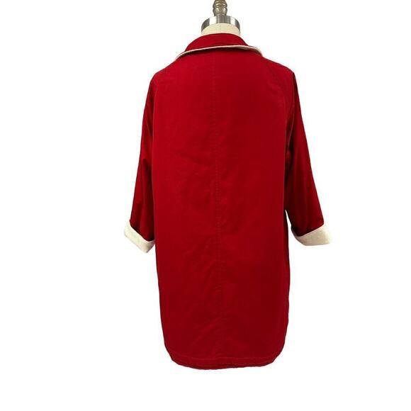 Vintage Reversible Burberry Blue Label Womens Coat Red Cotton/White Wool sz L/XL - Picture 5 of 11